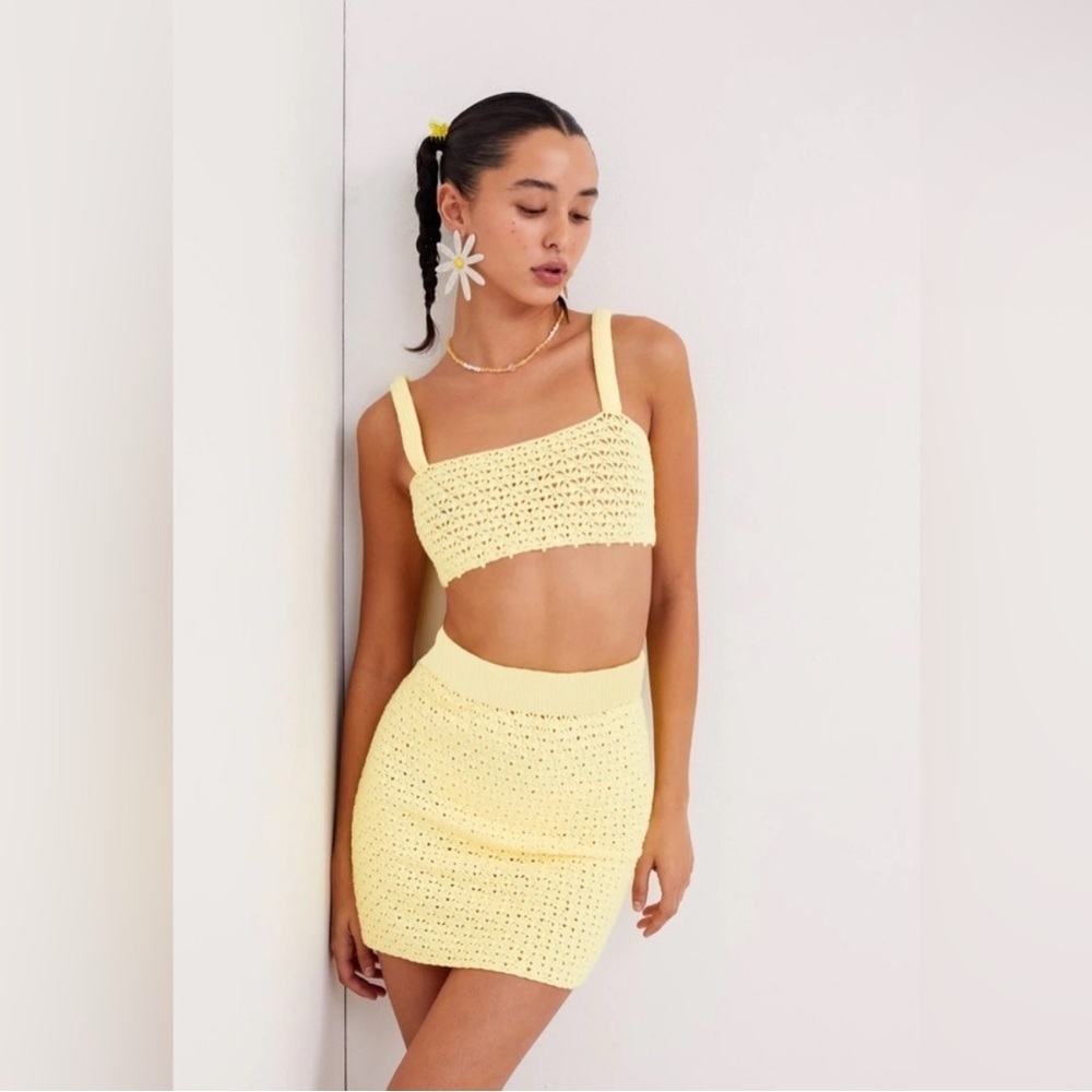 For Love And Lemons Charlotte Set (Bralette And Skirt) Xl Crochet Set
